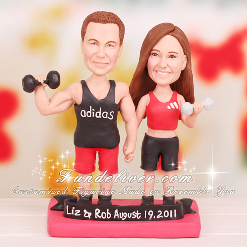 Weightlifter Weight Lifting Wedding Cake Toppers - Click Image to Close